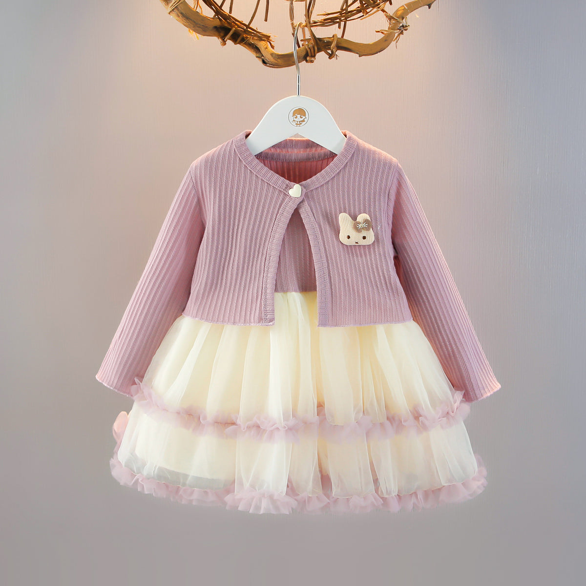 Girls Long Sleeve Gauze Skirt Set