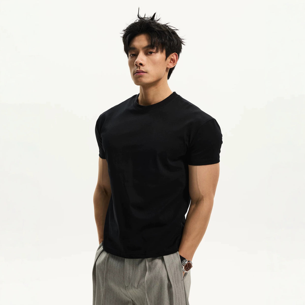 Short-Sleeve T-Shirt with Cuffed Sleeves