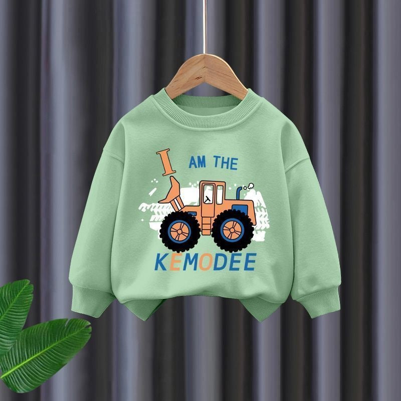Boys Long Sleeve Sweatshirt and Pants Set with Bulldozer Print