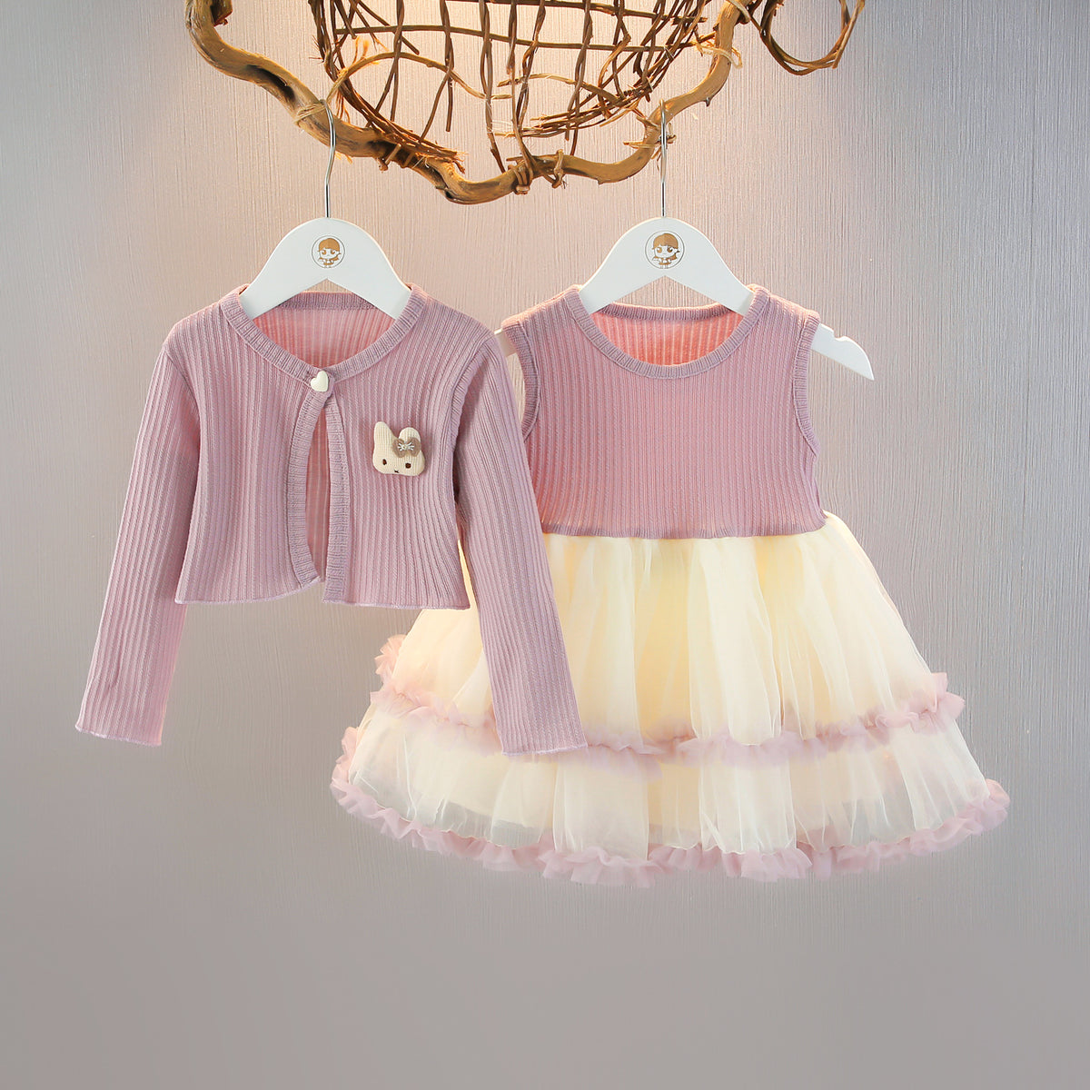 Girls Long Sleeve Gauze Skirt Set