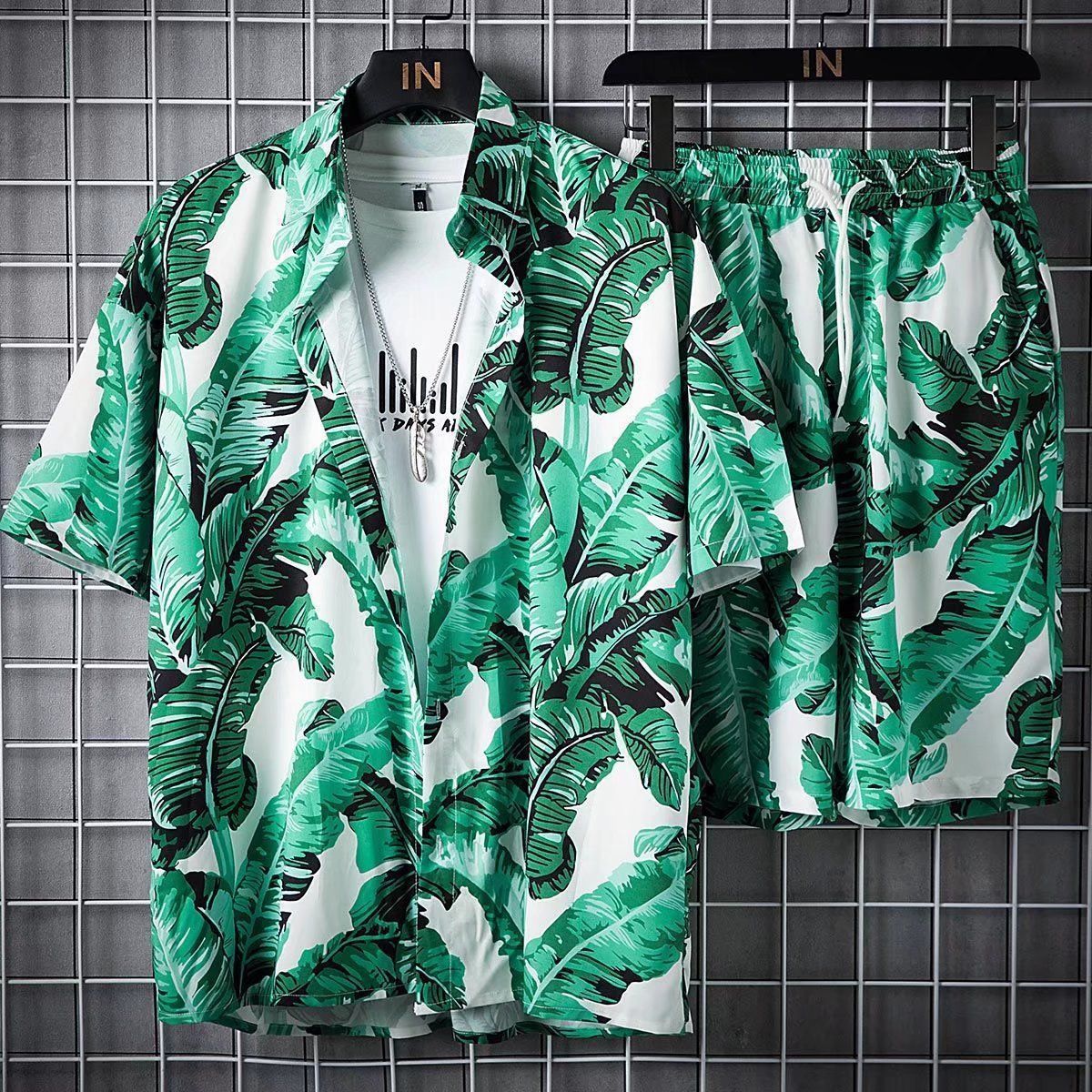 Men's Floral Print Shirt and Shorts Set