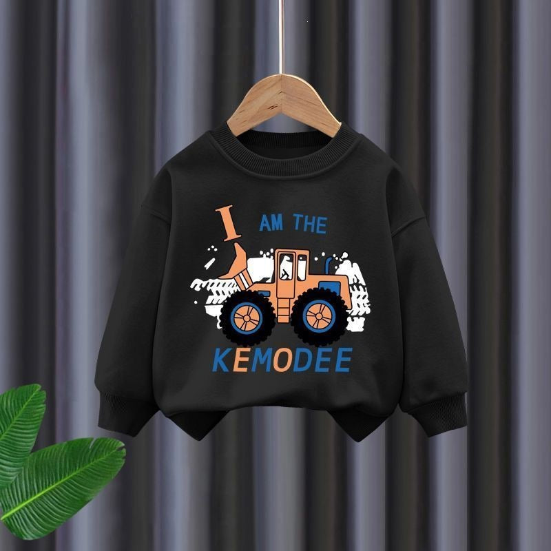 Boys Long Sleeve Sweatshirt and Pants Set with Bulldozer Print
