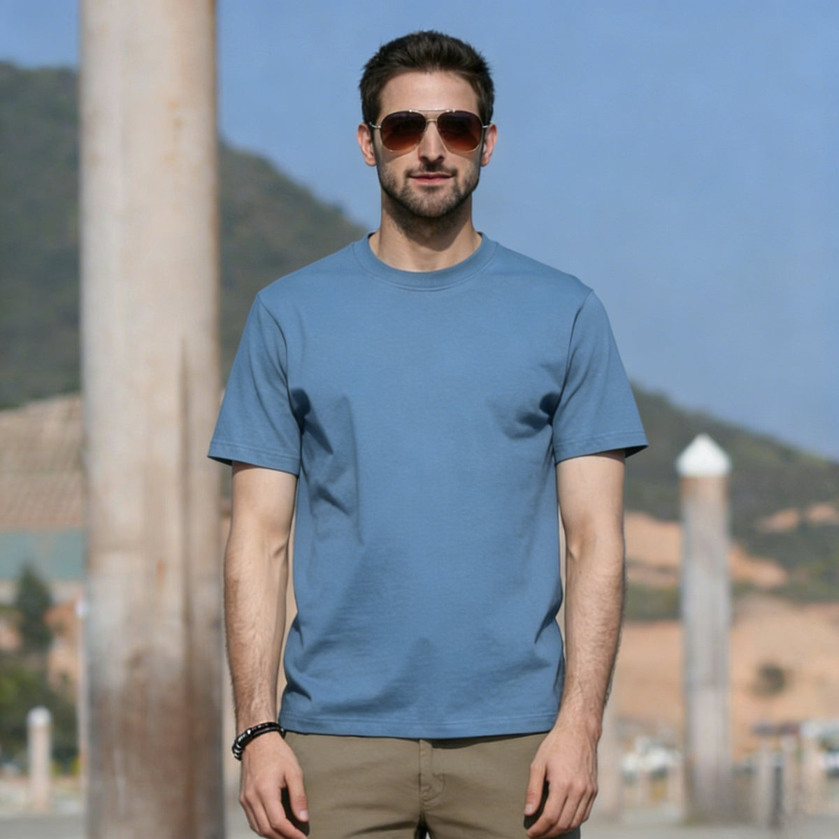 Mens Basic Cotton Round Neck T-shirt