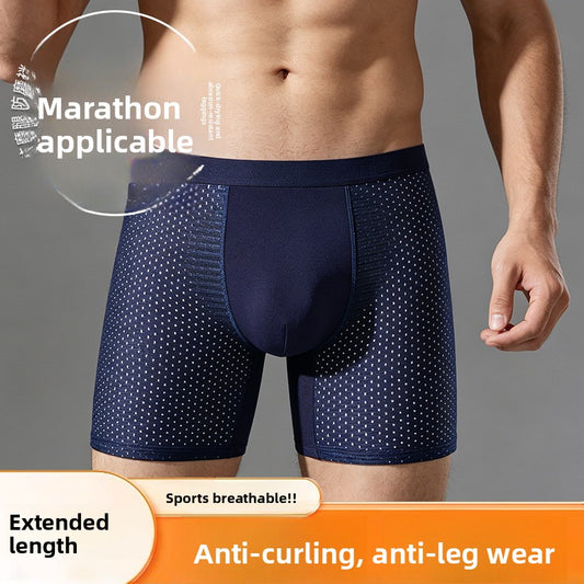 Men Mesh Underwear Sports Extended AntiWear Boxer Briefs Breathable QuickDry