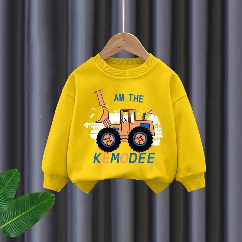 Boys Long Sleeve Sweatshirt and Pants Set with Bulldozer Print