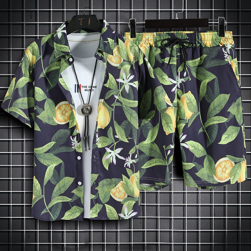 Men's Floral Print Shirt and Shorts Set