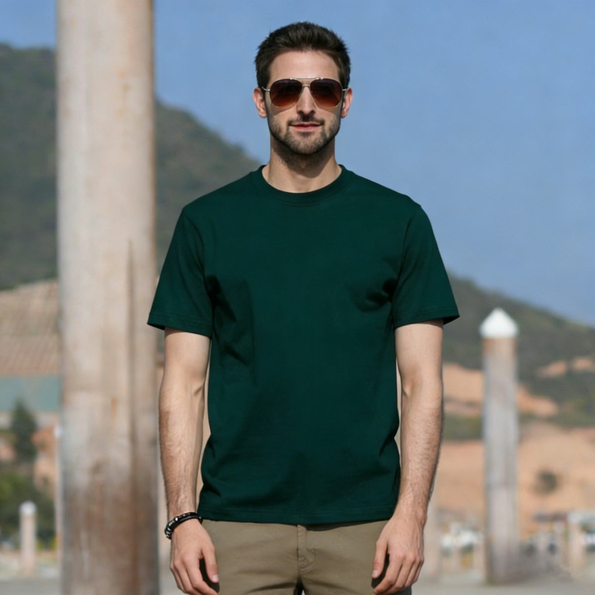 Mens Basic Cotton Round Neck T-shirt