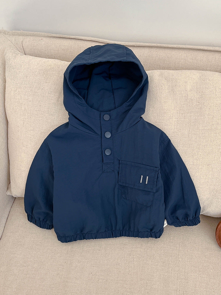 Boys Hooded Windbreaker Jacket Korean Style Lightweight Spring Autumn Outerwear