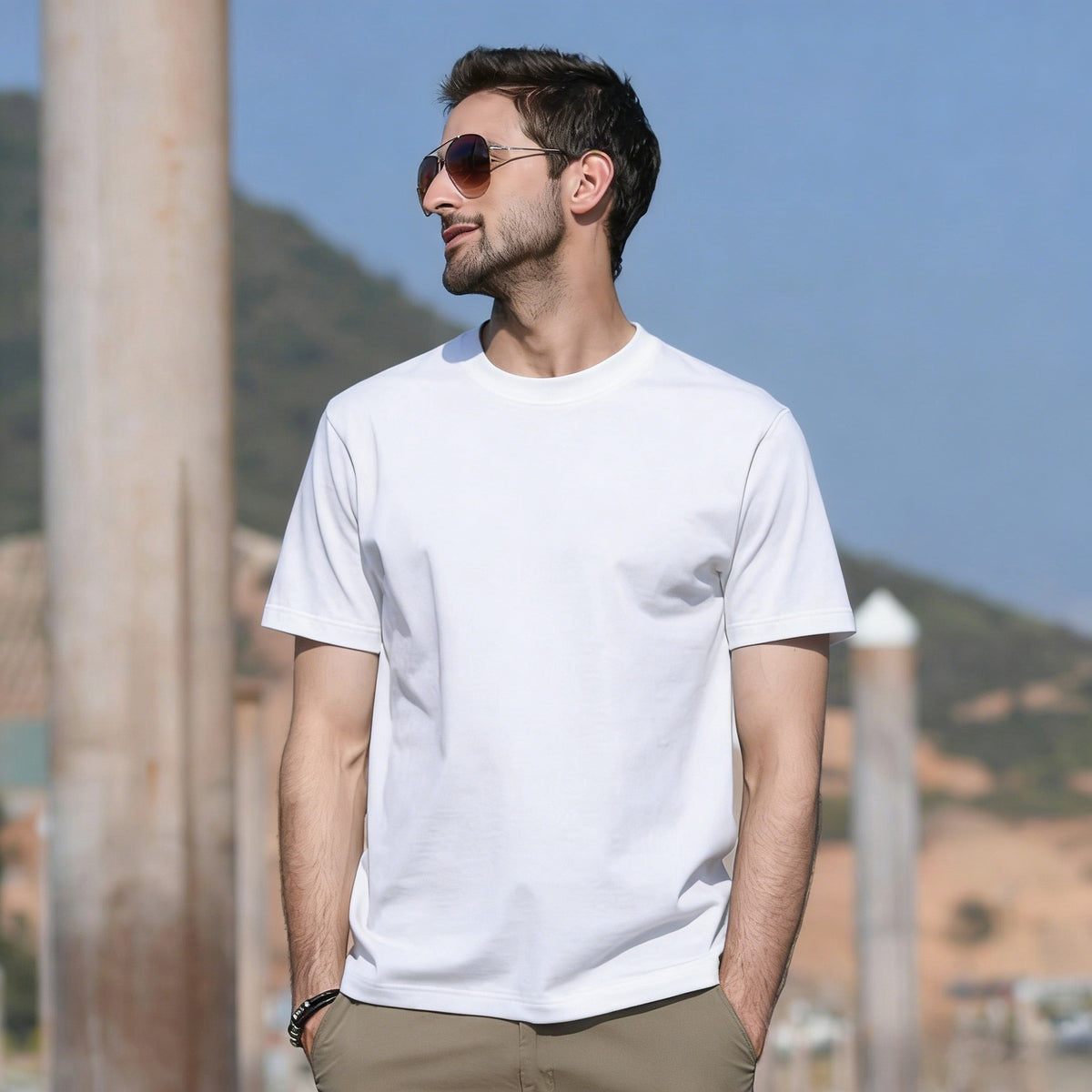 Mens Basic Cotton Round Neck T-shirt