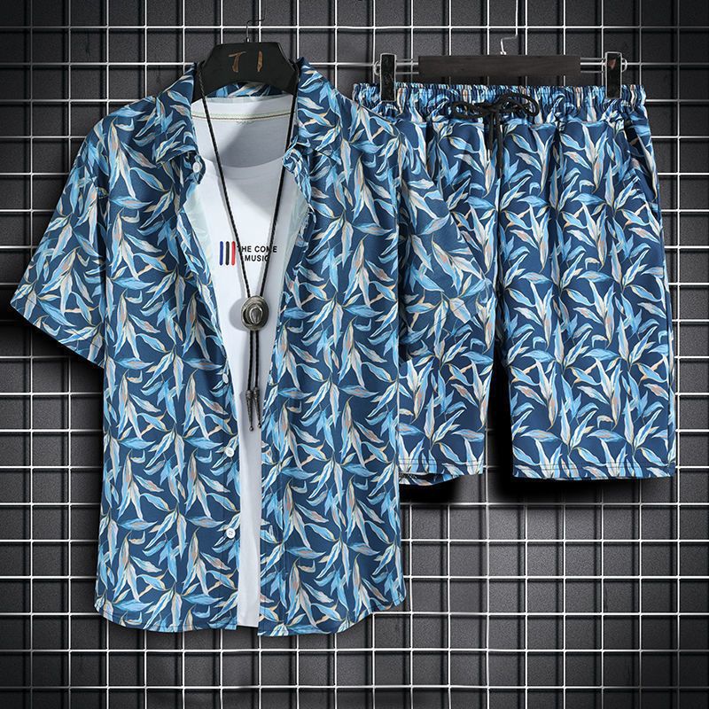 Men's Floral Print Shirt and Shorts Set