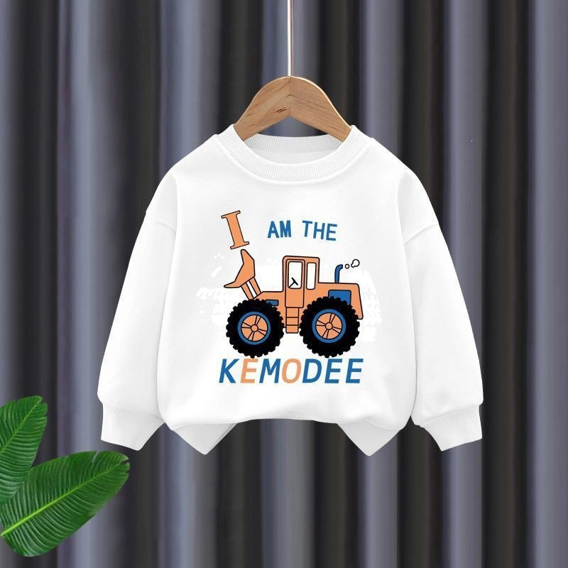 Boys Long Sleeve Sweatshirt and Pants Set with Bulldozer Print