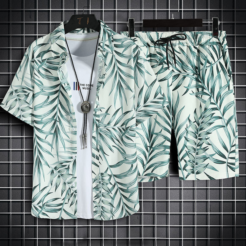 Men's Floral Print Shirt and Shorts Set