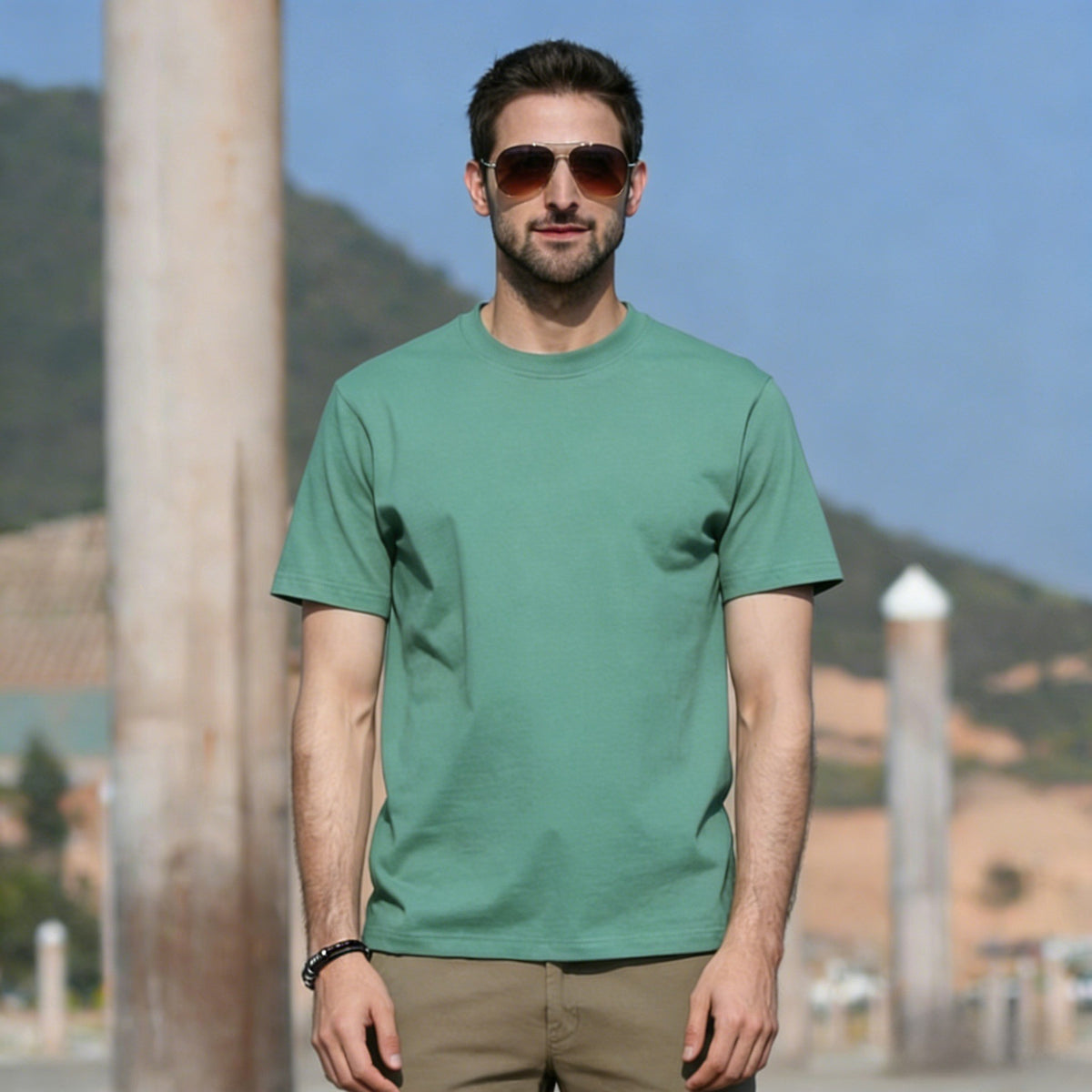 Mens Basic Cotton Round Neck T-shirt