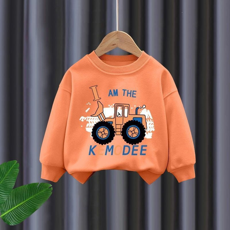 Boys Long Sleeve Sweatshirt and Pants Set with Bulldozer Print