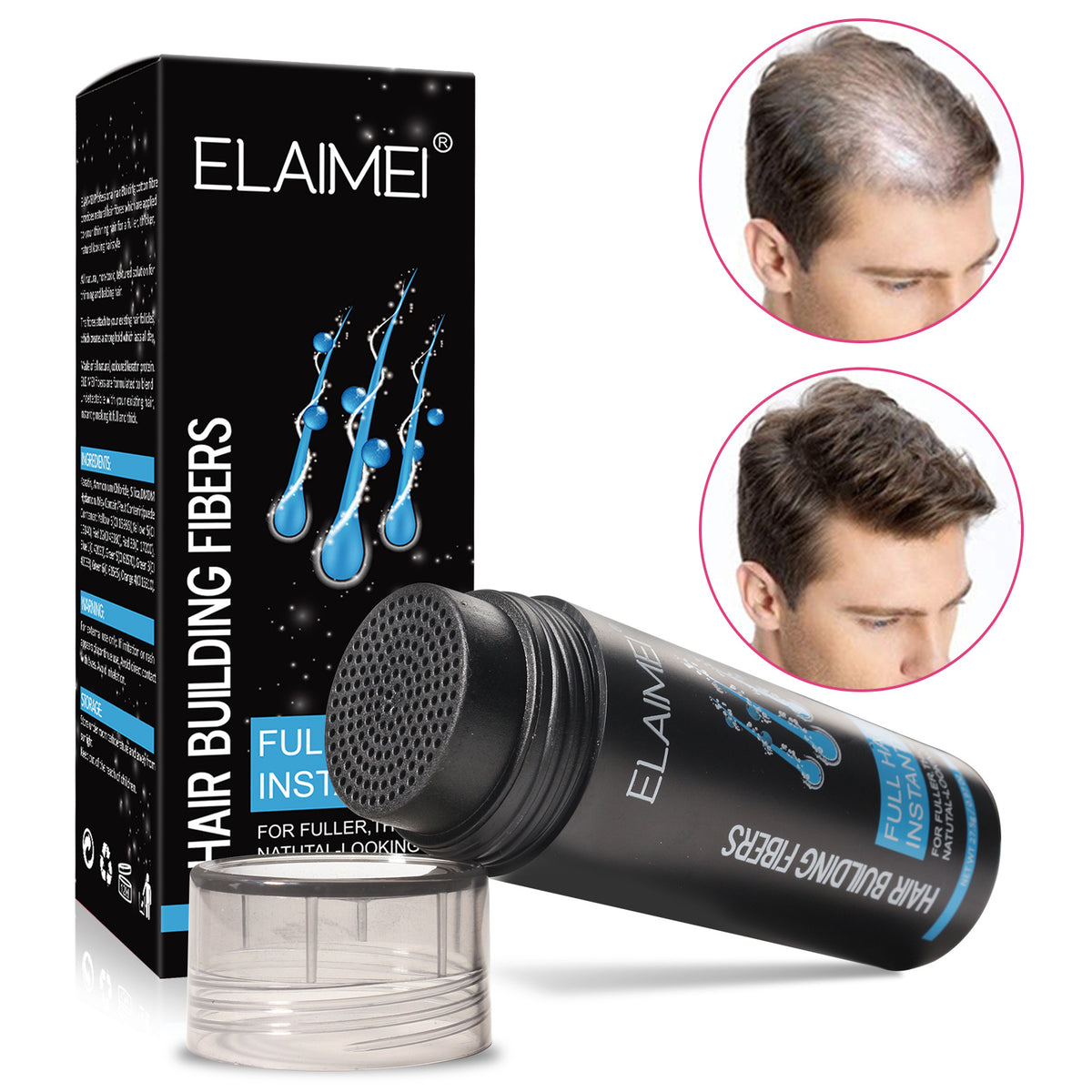 ELAIMEI Hair Fiber Powder Kit with Applicator