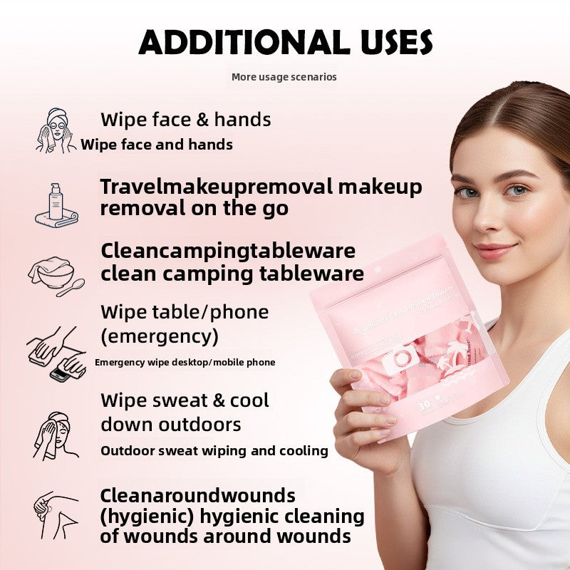 Compressed Travel Towels - 30 Pieces