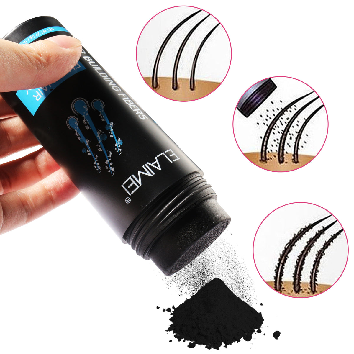 ELAIMEI Hair Fiber Powder Kit with Applicator