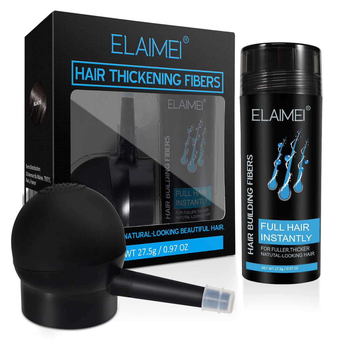 ELAIMEI Hair Fiber Powder Kit with Applicator