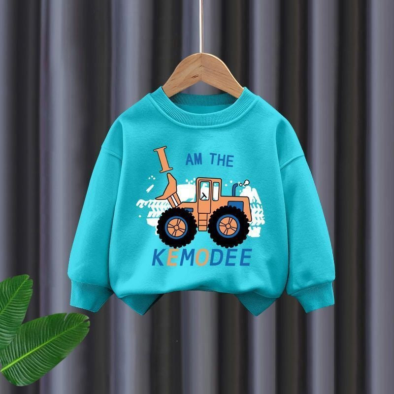 Boys Long Sleeve Sweatshirt and Pants Set with Bulldozer Print