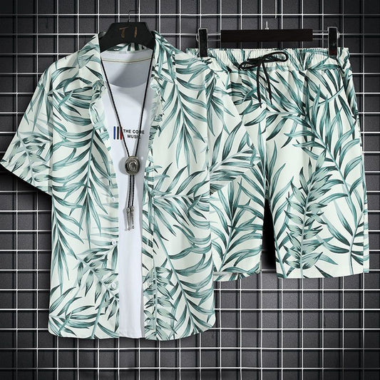 Men's Floral Print Shirt and Shorts Set