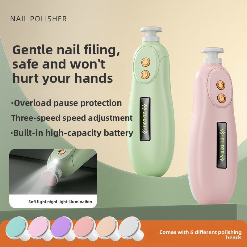 Electric Baby Nail File - Pink with 6 Heads