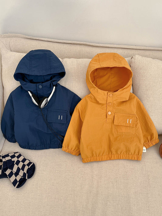 Boys Hooded Windbreaker Jacket Korean Style Lightweight Spring Autumn Outerwear
