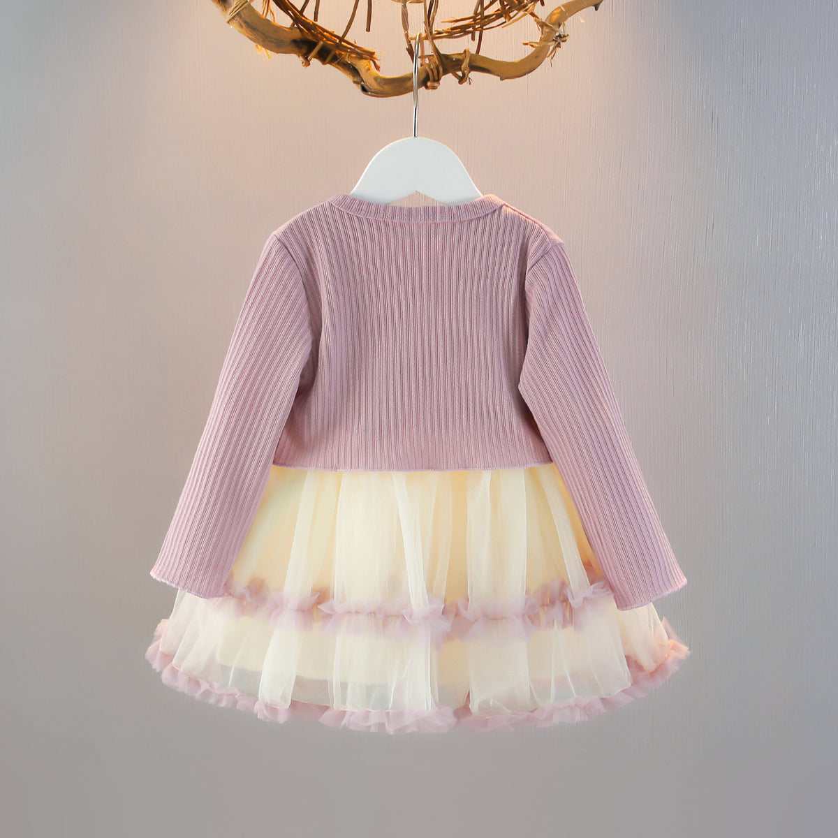 Girls Long Sleeve Gauze Skirt Set