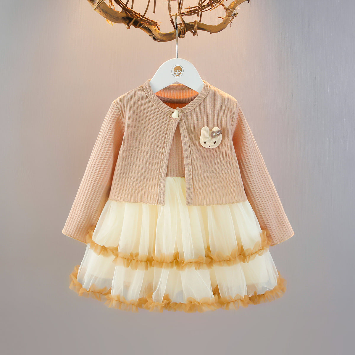 Girls Long Sleeve Gauze Skirt Set