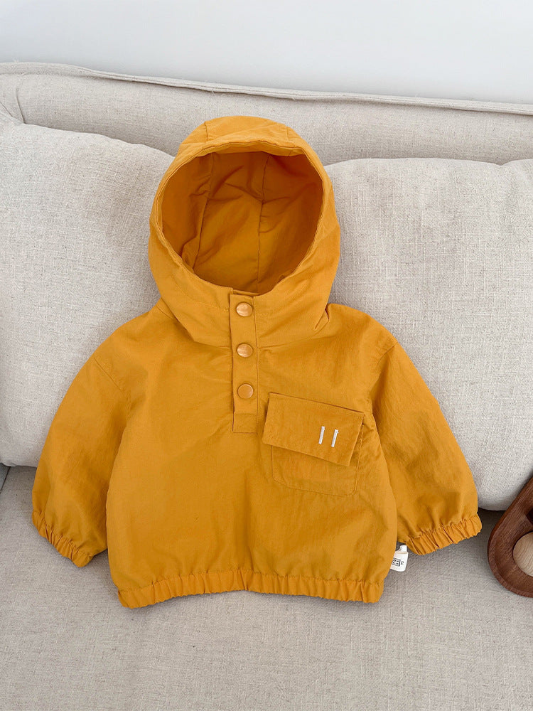 Boys Hooded Windbreaker Jacket Korean Style Lightweight Spring Autumn Outerwear