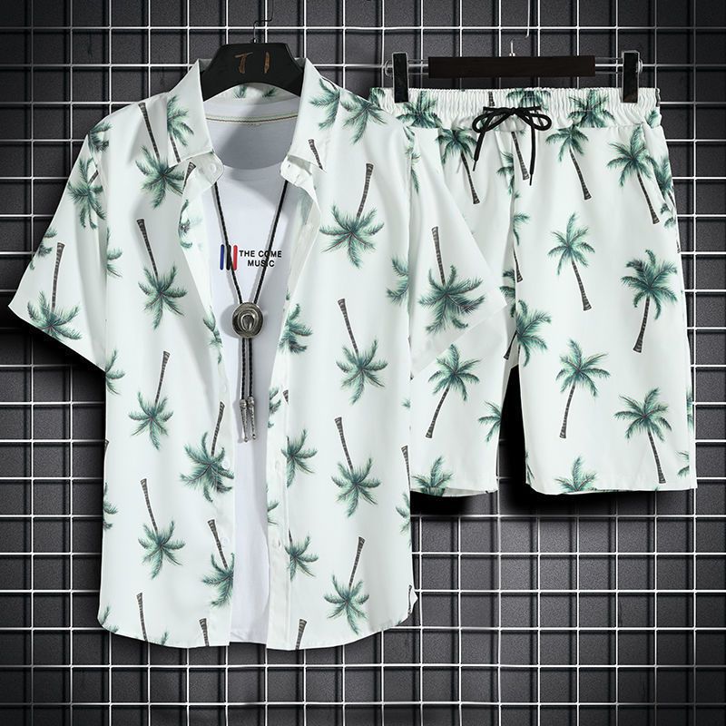 Men's Floral Print Shirt and Shorts Set